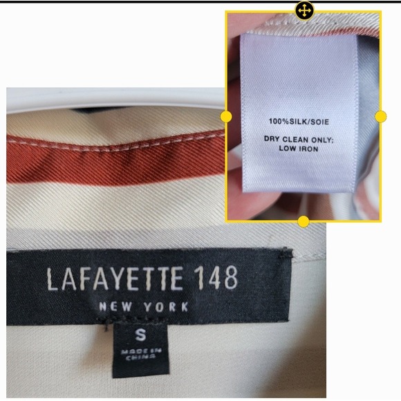 Lafayette 148 Silk Multicolored Vertical Striped Button Down Blouse Shirt Small - Picture 6 of 9